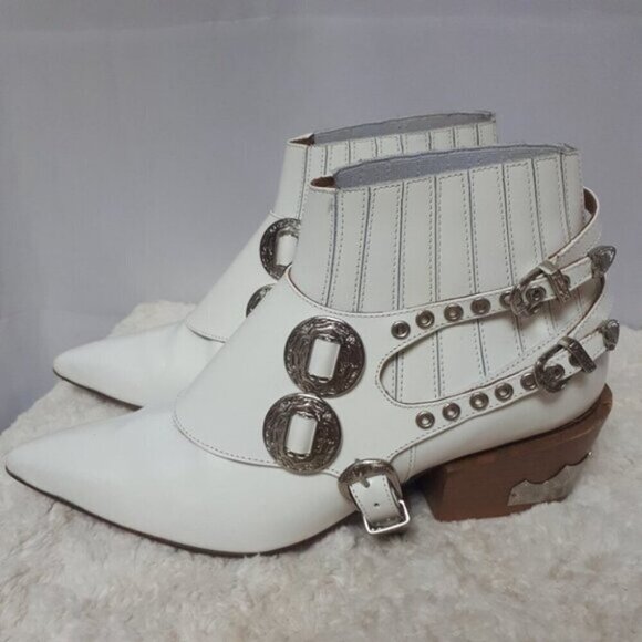 Toga Pulla White Harness Ankle Boots Western 37 - Picture 14 of 16